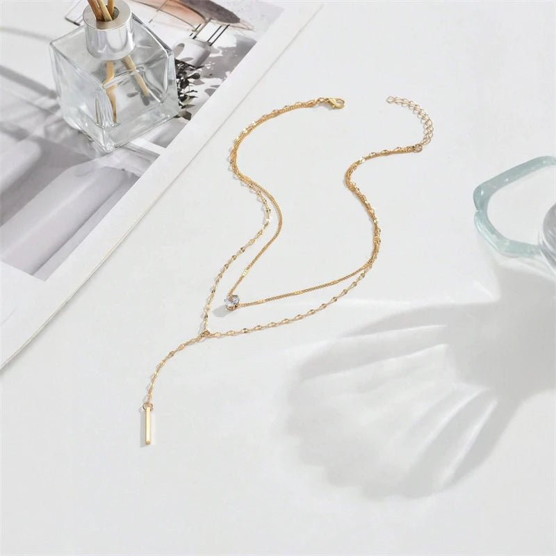 Double-Layered Chain Drop Necklace