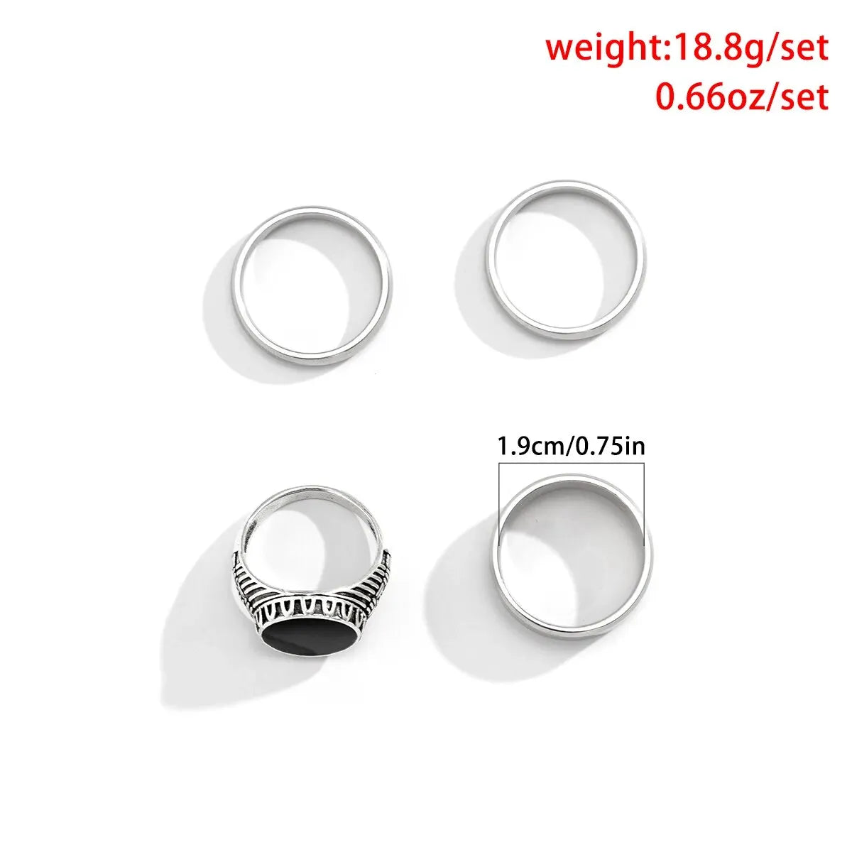 4Pcs Luxury Retro Rings