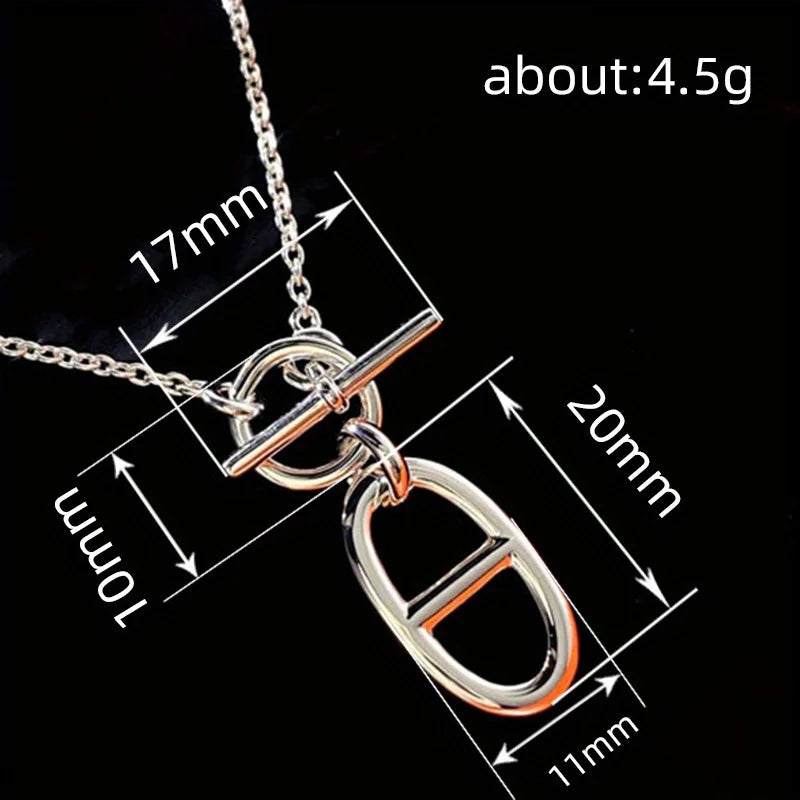 OT Button Oval Pendant Necklace