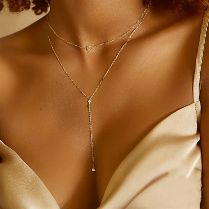 Double-Layered Chain Drop Necklace