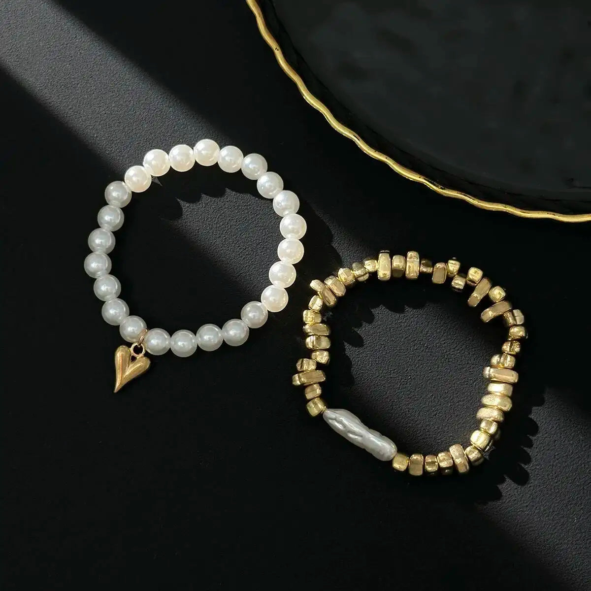 2Pcs/Set Elegant Pearl Bracelets