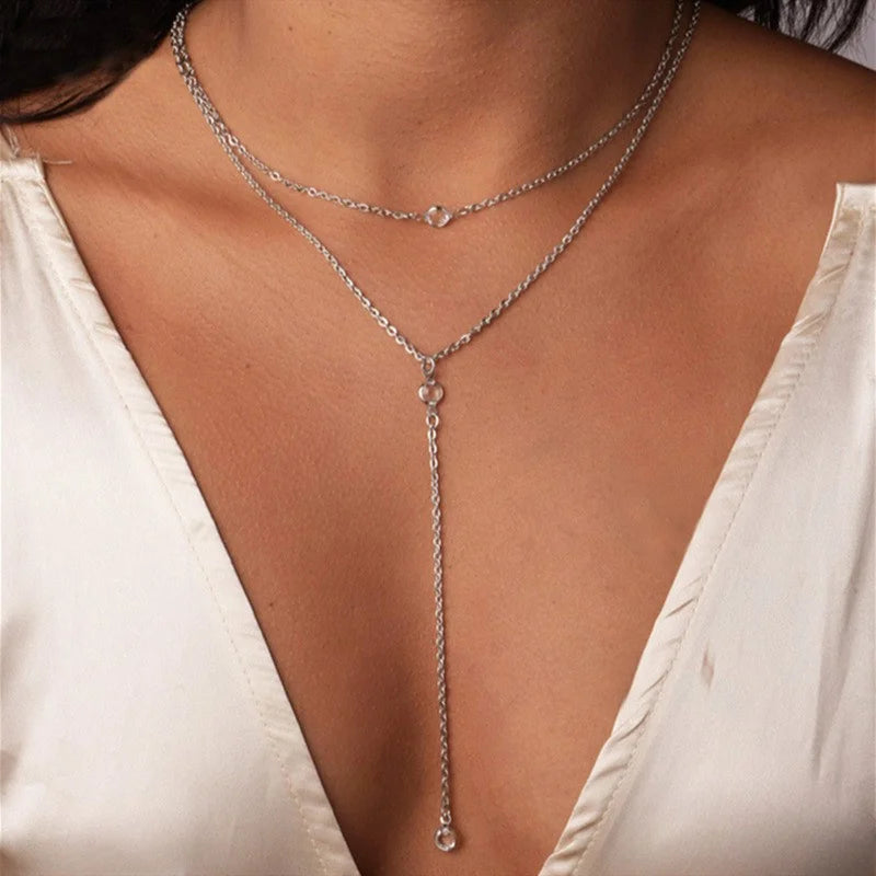 Double-Layered Chain Drop Necklace