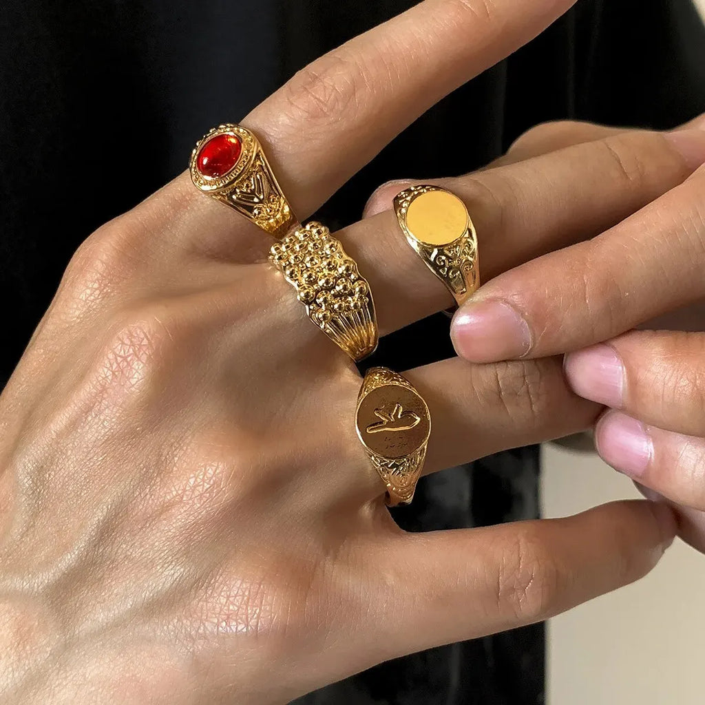4Pcs Luxury Retro Rings