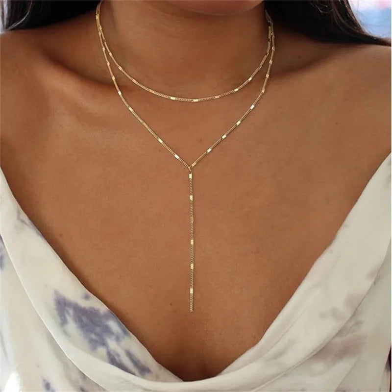 Double-Layered Chain Drop Necklace